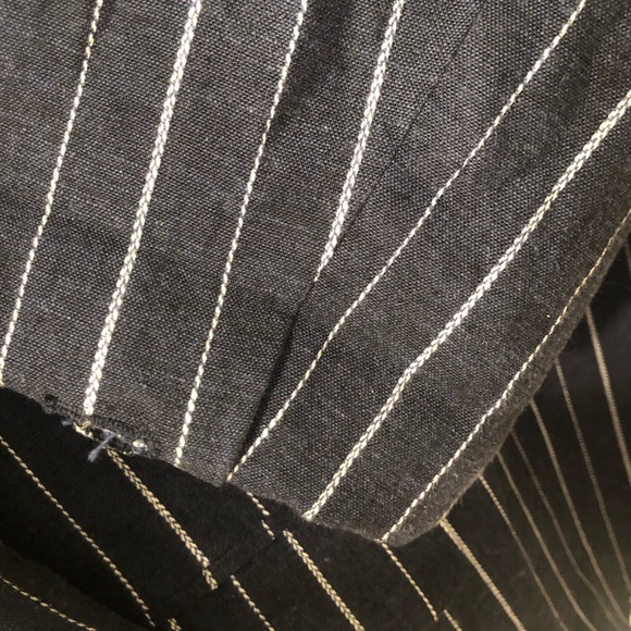 Like New!! Free People Linen Blend Boyfriend Blazer Navy Pinstripe Sz L - Picture 7 of 10